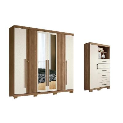 Guarda Roupa 2 Peças (1guardaroupa+1cômoda) Qc355 Jatoba/areia - Santos Andirá