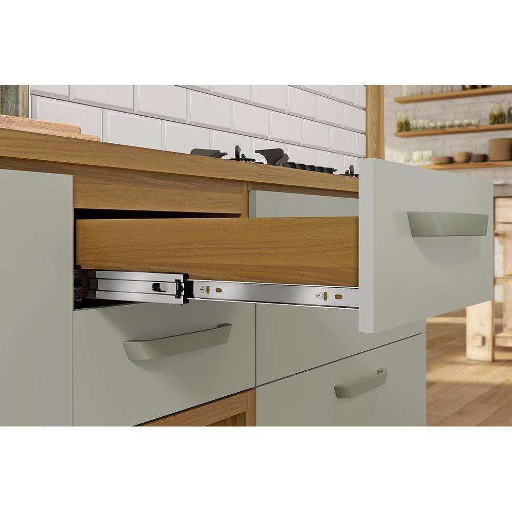 Balcão de Cozinha  Princesa 1 Porta e 2 Gavetas c/ Tampo 120cm Freijo/Off White - Nesher - 3