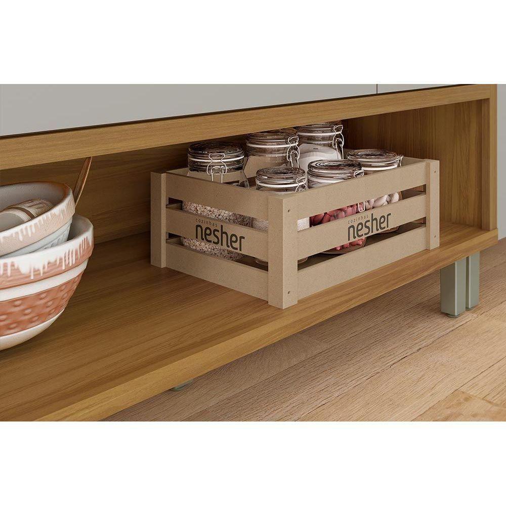 Balcão de Cozinha  Princesa 1 Porta e 2 Gavetas c/ Tampo 120cm Freijo/Off White - Nesher - 4