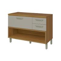 Balcão de Cozinha  Princesa 1 Porta e 2 Gavetas c/ Tampo 120cm Freijo/Off White - Nesher - 1