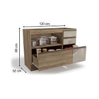 Balcão de Cozinha  Maxxi G747 1 Porta e 4 Gavetas c/ Vidro p/ Pia 120cm Nogal - Kappesberg