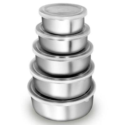 Conjunto 5 Potes Em Alumínio Vasilha Tigelas Bowl Com Tampa