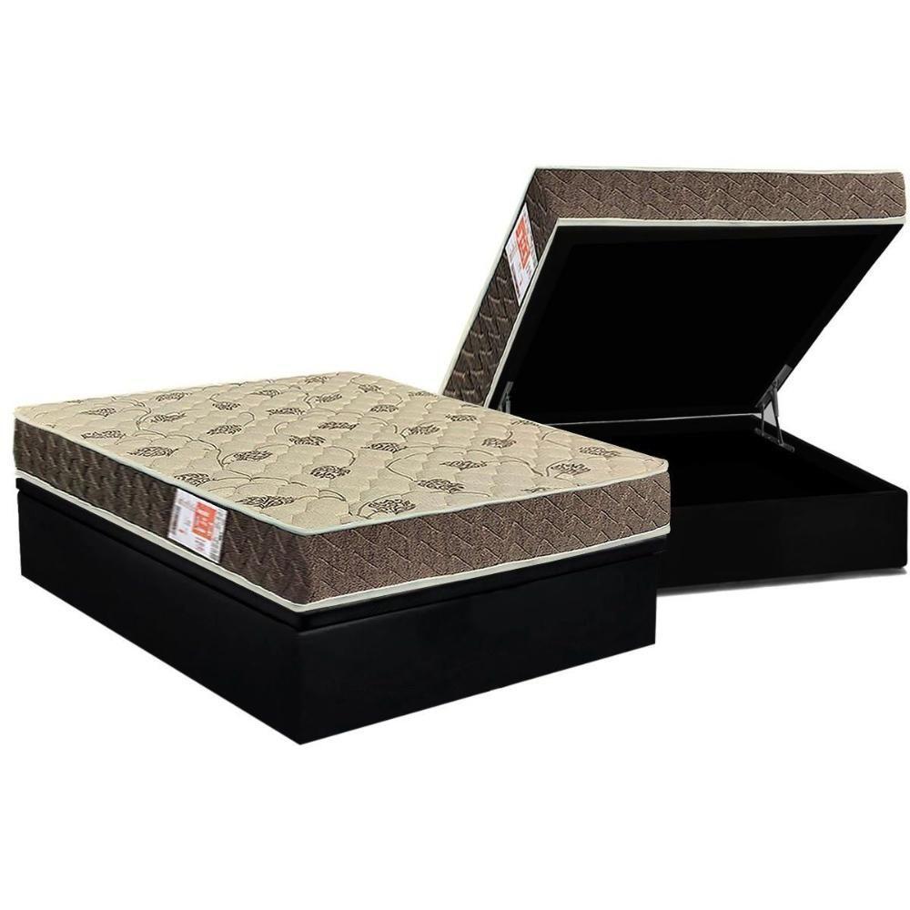 Cama Box Baú Casal: Colchão Espuma Orthoflex D33 Comfortpedic Line + Base CRC Suede Black(138x188) - 1