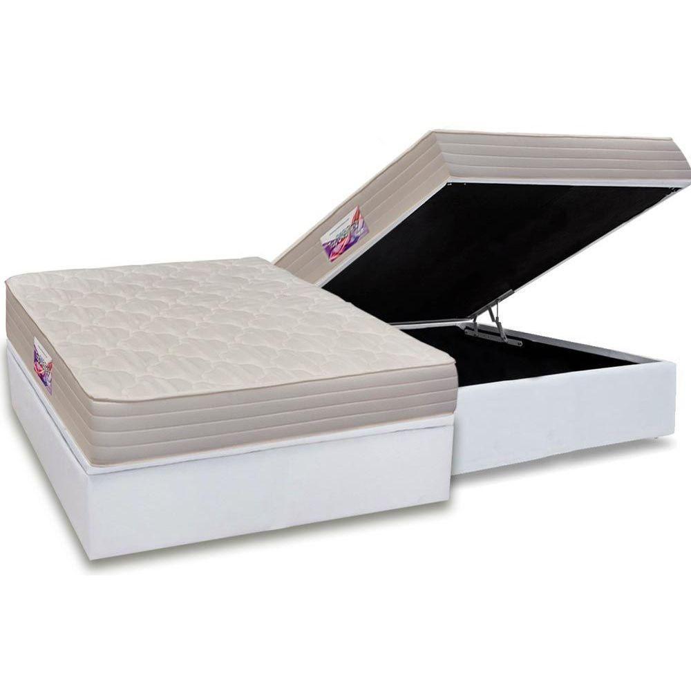 Cama Box Baú Casal: Colchão Espuma D45 Herval Top + Base CRC Courano White(138x188) - 1