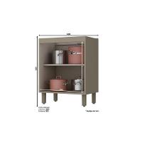 Balcão de Cozinha  Connect c/ 2 Portas s/ Tampo 60cm Duna/Cristal - Henn - 3