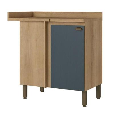 Balcão Canto Reto 94 Cm 1 Porta Finesse Capuccino Azul - Thb