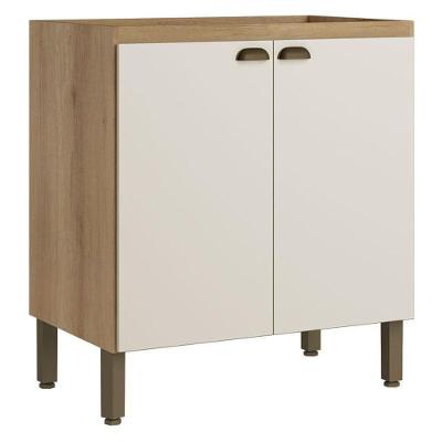Balcão 80 Cm 2 Portas Finesse Sem Tampo Capuccino Off White - Thb