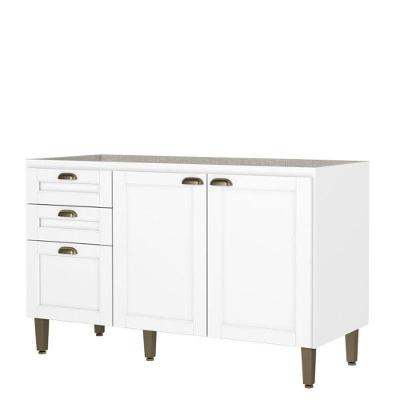 Balcão De Cozinha 120 Cm 2 Portas E 3 Gavetas Sem Tampo Classy Branco - Thb