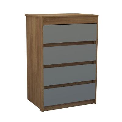 Cômoda 4 Gavetas Uni Luciane Móveis Avelã /cinza Supremo