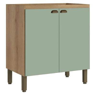 Balcão 80 Cm 2 Portas Finesse Sem Tampo Capuccino Menta - Thb