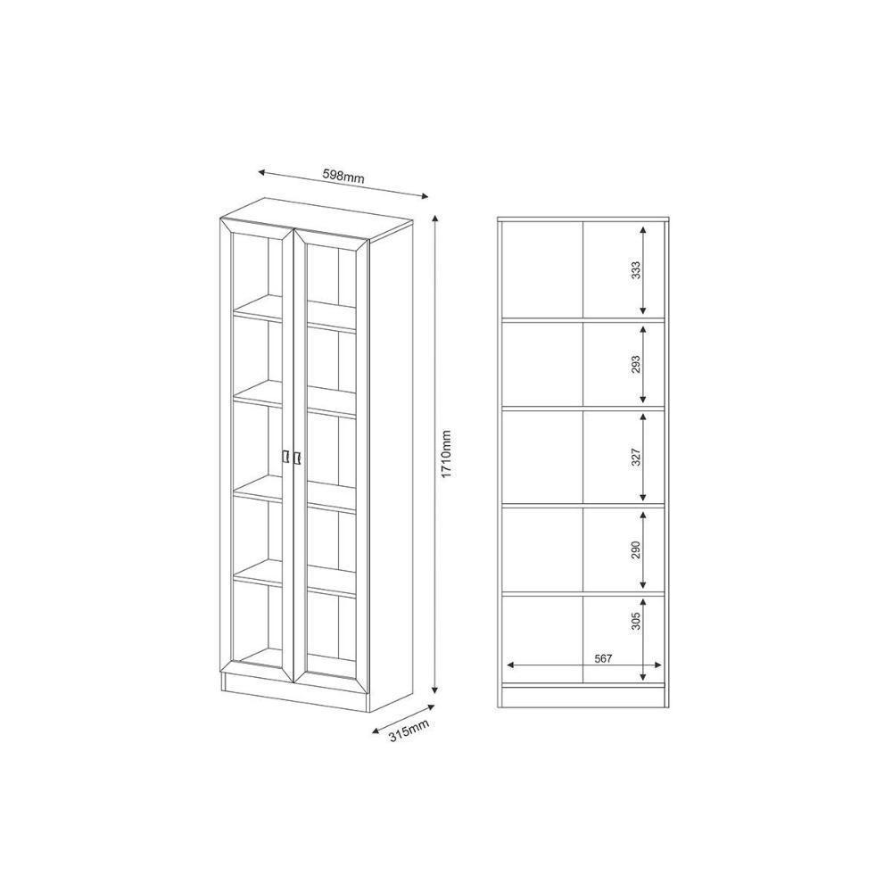 Armário de Escritório ME4115 c/ 2 Portas c/ Vidro Amêndoa - Tecno Mobili - 3
