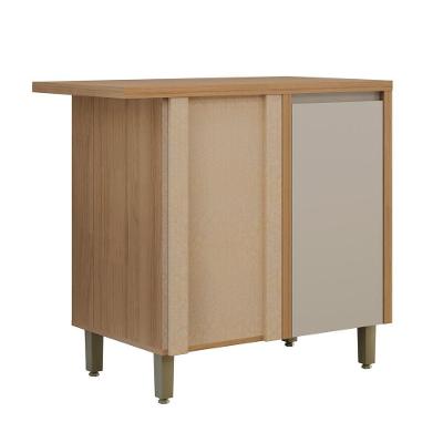 Balcão Canto Com Tampo Allure Linea Brasil 100% Mdf Jequitiba/gris Fosco