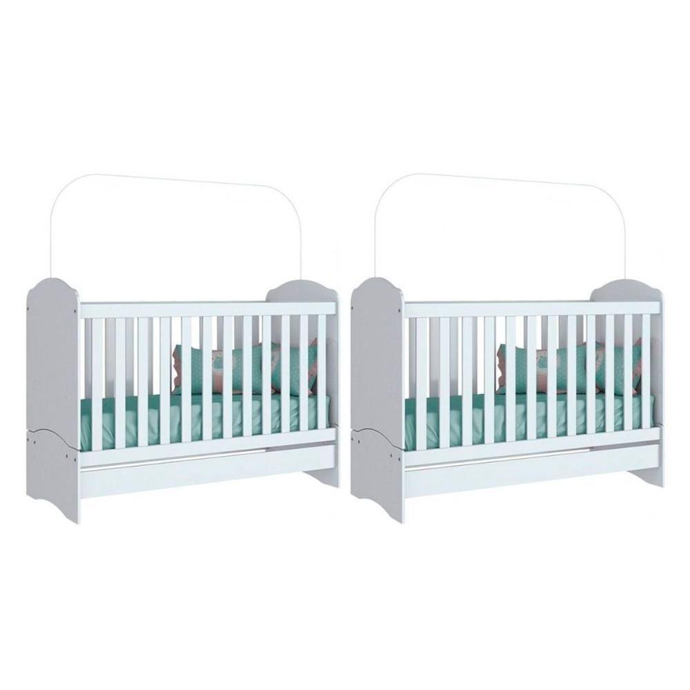 Berço Infantil Bala De Menta 3 Em 1 (2 Un) Branco - Henn - 1