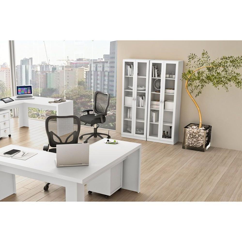 Armário De Escritório Me4115 C/ 2 Portas C/ Vidro Nogal - Tecno Mobili - 2