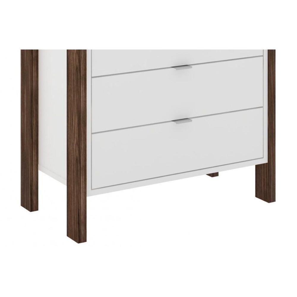 Balcão de Escritório AZ1012 c/ 4 Gavetas Branco/Nogal - Tecno Mobili - 2