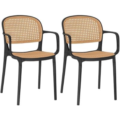 Kit 2 Cadeiras De Jantar Roma Prática Com Braços Para Sala E Cozinha - Preto