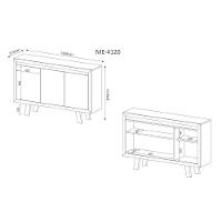 Balcão de Escritório ME4120 c/ 3 Portas Amêndoa - Tecno Mobili