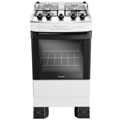 Fogão de Piso 4 Bocas a Gás Mueller MFI4BF Mesa Inox Automático Branco Bivolt