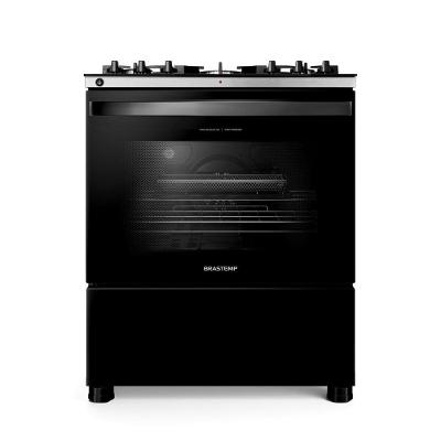 Fogão de Piso 5 Bocas a Gás Brastemp BFS5LAE Mesa de Vidro Temperado Preto 220V