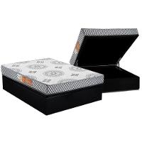 Cama Box Baú Casal: Colchão Espuma Polar D20 Pérola + Base CRC Suede Black(138x188) - 1