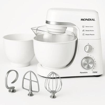 Batedeira Planetária Mondial BP-03W-2B 4 e 5L 700W 12 Velocidades Branco 220V