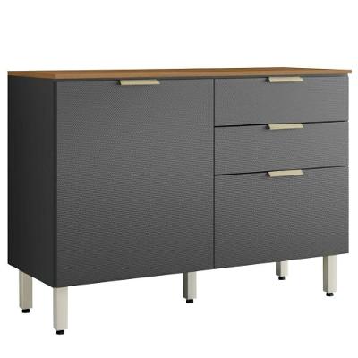 Balcao Com Tampo 2p 2g 120 Cm Alba Amendola Grafito Prime Demobile Amendola Grafito Prime