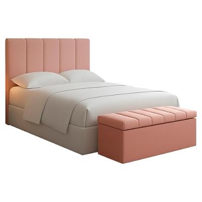 Cabeceira E Recamier Bau Solteiro 100 Cm Dalia Linho Rose Artte Rose