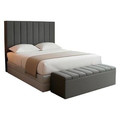 Cabeceira E Recamier Bau Casal 140 Cm Dalia Linho Cinza Escuro Artte Cinza Escuro