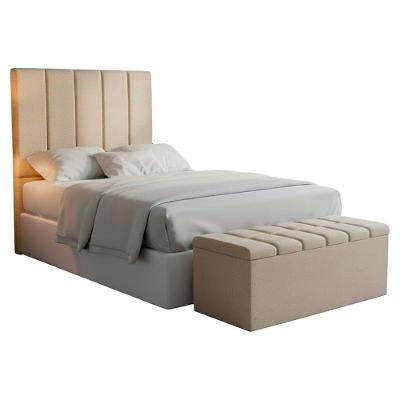 Cabeceira E Recamier Bau Solteiro 100 Cm Dalia Linho Bege Artte Bege