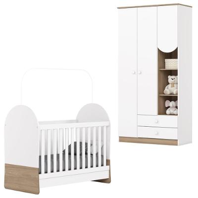 Berco Mini Cama E Guarda Roupa 3 P 2 G Magia Branco Jequitiba Hp Henn Branco Jequitiba Hp