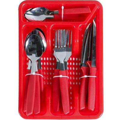 Jogo De Talheres Aço Inoxidavel 25 Pçs Vermelho