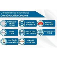 Cama Box Baú c/Auxiliar Solteiro: Colchão Ortopédico Orthoflex Foggia Sogni Unic Face + Base CRC Courano Black(88x188)