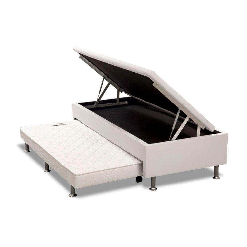 Cama Box Baú c/Auxiliar Solteiro: Colchão Espuma Paropas D33 Confort Ultra Firme Euro Pillow + Base CRC Courano White(88x188) - 4