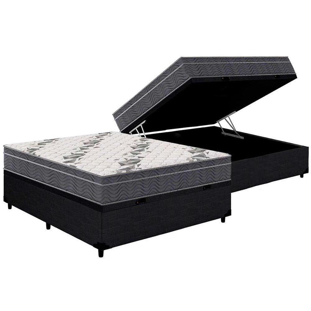 Cama Box Baú Casal: Colchão Anatômico Ortobom D33 / EP Airtech 100 + Base CRC Courano Black(138x188) - 1