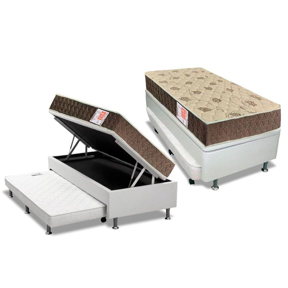 Cama Box Baú c/Auxiliar Solteiro: Colchão Espuma Orthoflex D33 Comfortpedic Line + Base CRC Courano White(88x188) - 1