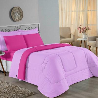 Edredom Solteiro Nobre 1 Peça Dupla Face 1,60m X 2,40m Malha 100% Algodão - Lilás / Pink