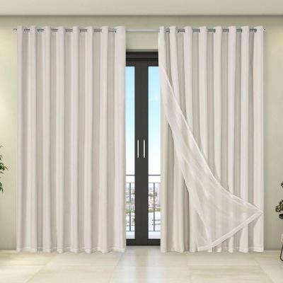 Cortina Tecido Blecaute Com Voil Liso 4,00 M X 2,70 M 100% Poliéster - Bege