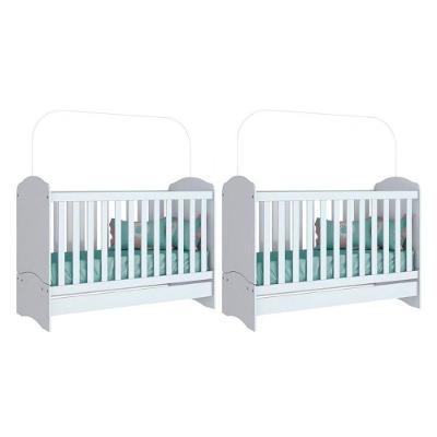Berço / Mini Cama Infantil Bala De Menta 3 Em 1 (2 Un) Branco - Henn