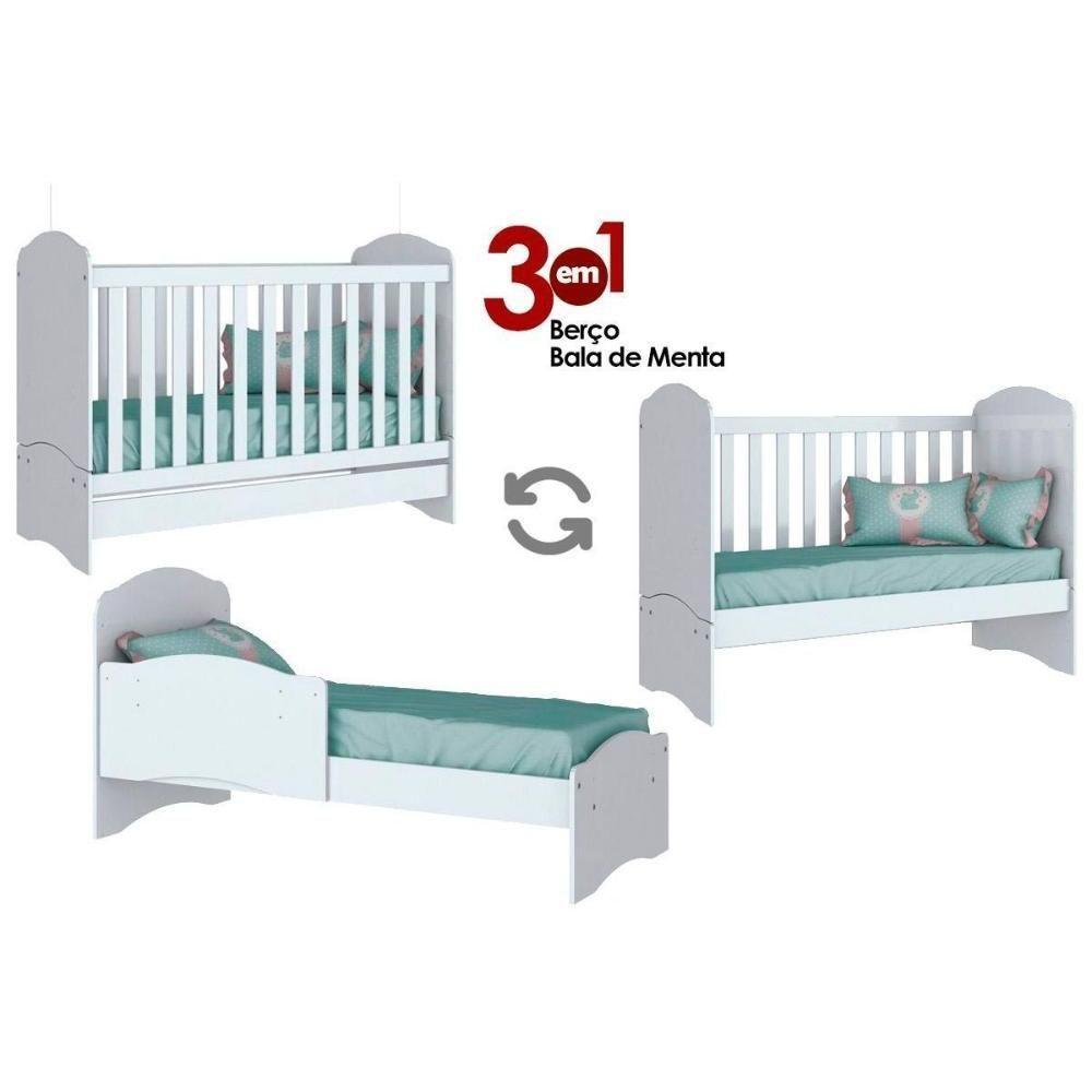 Berço / Mini Cama Infantil Bala de Menta 3 em 1 (2 Un) Rústico/Branco - Henn - 5