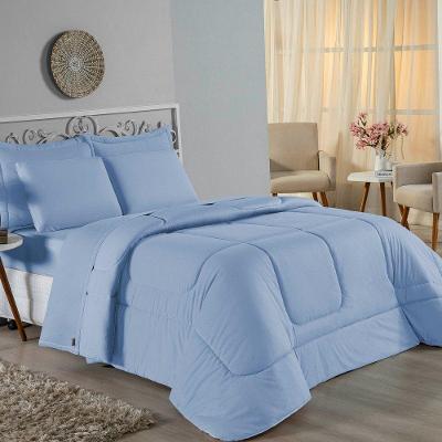 Edredom Queen Nobre 1 Peça Dupla Face 2,40m X 2,60m Malha 100% Algodão - Azul-bebê