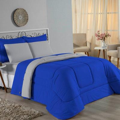 Edredom Queen Nobre 1 Peça Dupla Face 2,20m X 2,40m Malha 100% Algodão - Royal / Cinza