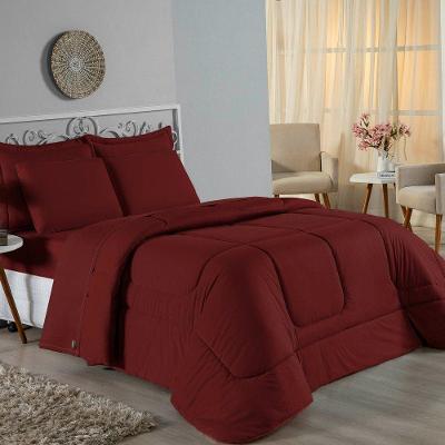Edredom Queen Nobre 1 Peça Dupla Face 2,20m X 2,40m Malha 100% Algodão - Vinho