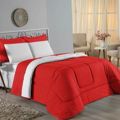 Edredom Queen Nobre 1 Peça Dupla Face 2,20m X 2,40m Malha 100% Algodão - Vermelho / Branco