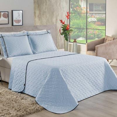 Cobre Leito Queen 3 Peças Bella Malha 100% Algodão - Azul