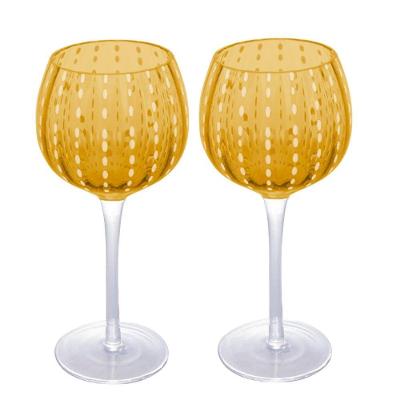 Jogo 2 Taças Para Vinho De Vidro Orquídea âmbar 450ml Wolff