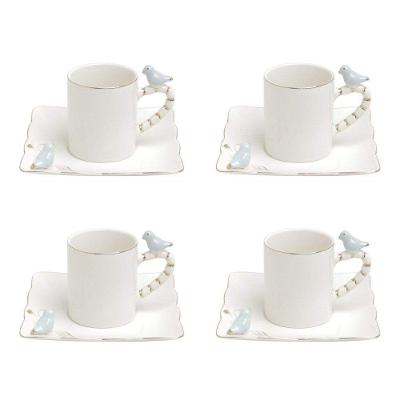 Jogo 4 Xícaras Café Porcelana Birds Plate Wolff 80ml