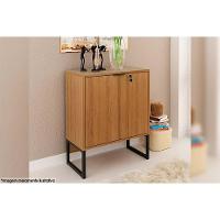 Balcão De Escritório Me4154 C/ 2 Portas C/ Chave Amêndoa/preto - Tecno Mobili - 2