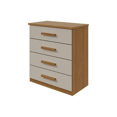 Cômoda Baião 4 Gavetas MDF com Puxador em MDF Branco Texturizado