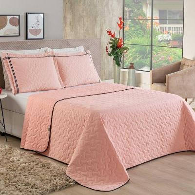 Cobre Leito Solteiro 2 Peças Bella Malha 100% Algodão - Rosa Decor