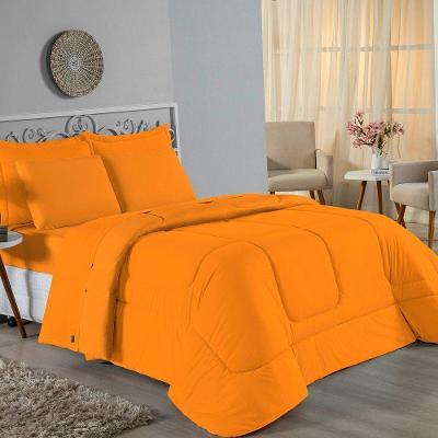Edredom King Nobre 1 Peça Dupla Face 2,50m X 2,90m Malha 100% Algodão - Laranja